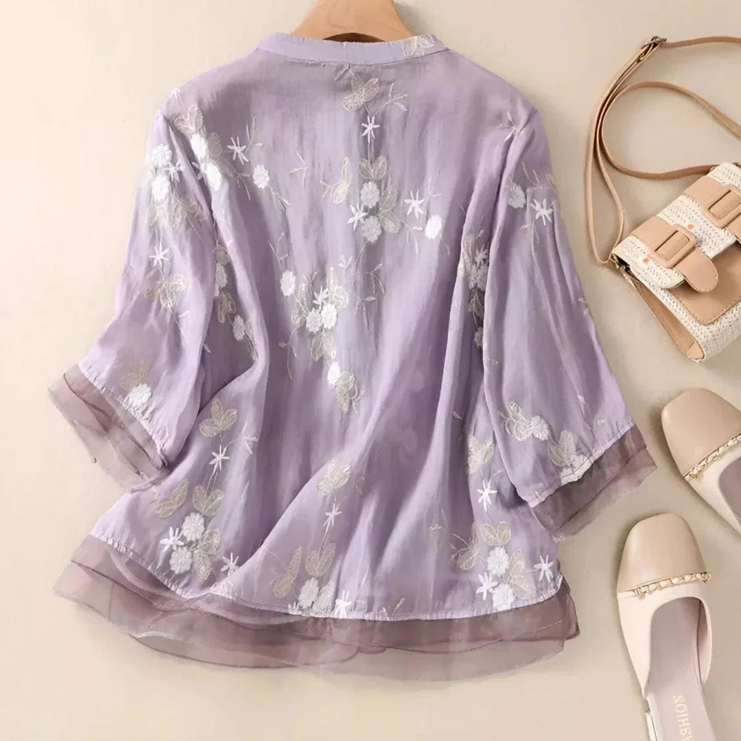 Laurienne – Embroidered Linen Blouse