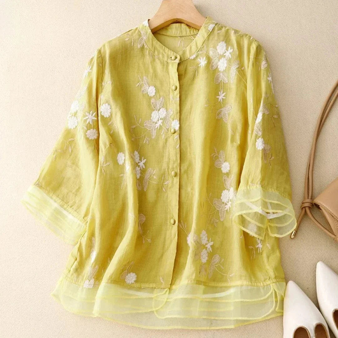 Laurienne – Embroidered Linen Blouse
