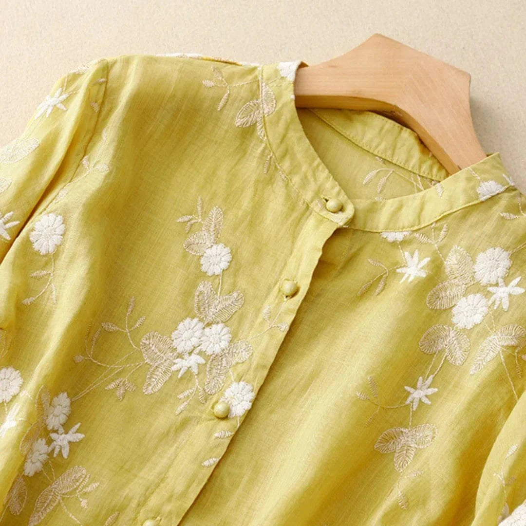 Laurienne – Embroidered Linen Blouse