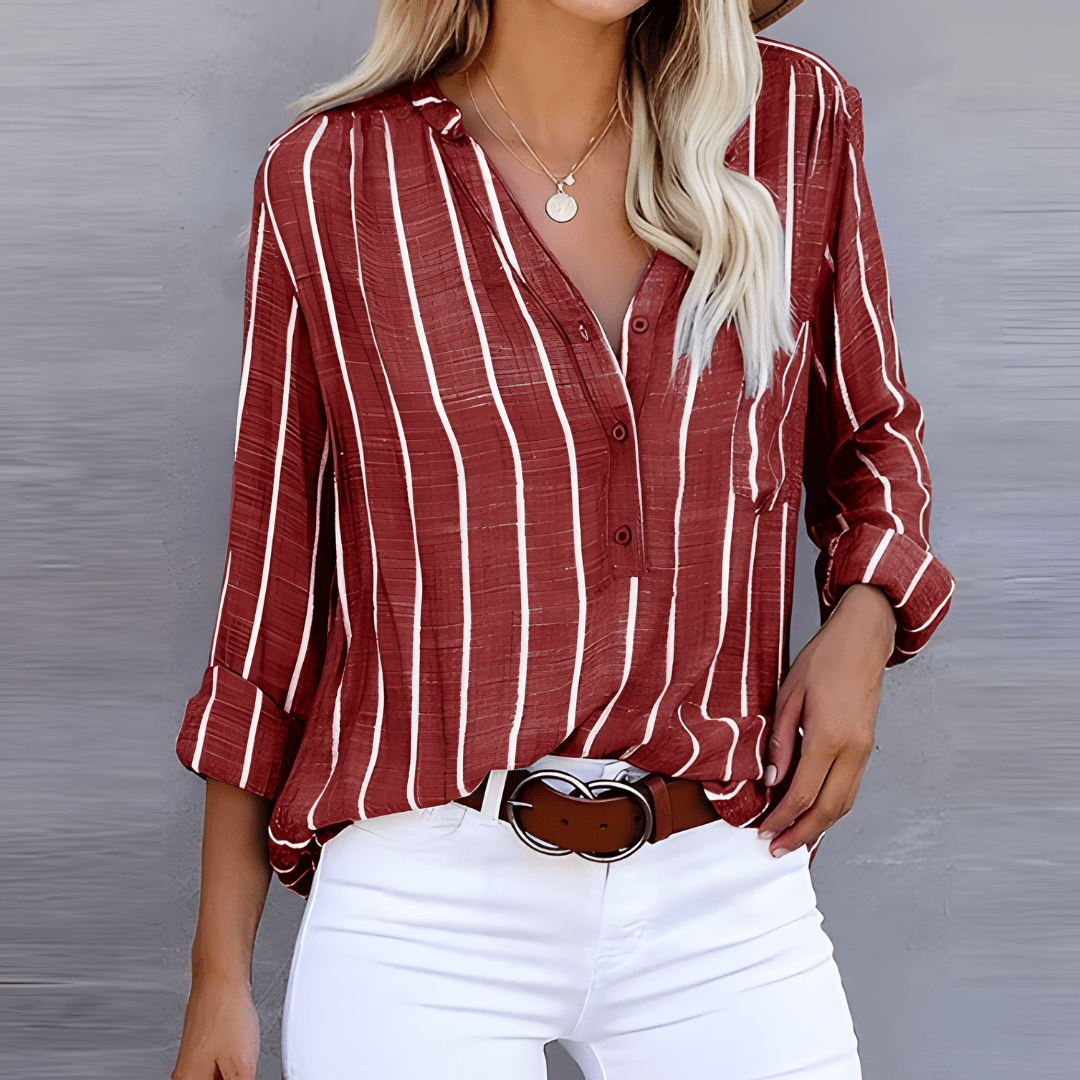 Elandra – Striped Linen Blend Blouse