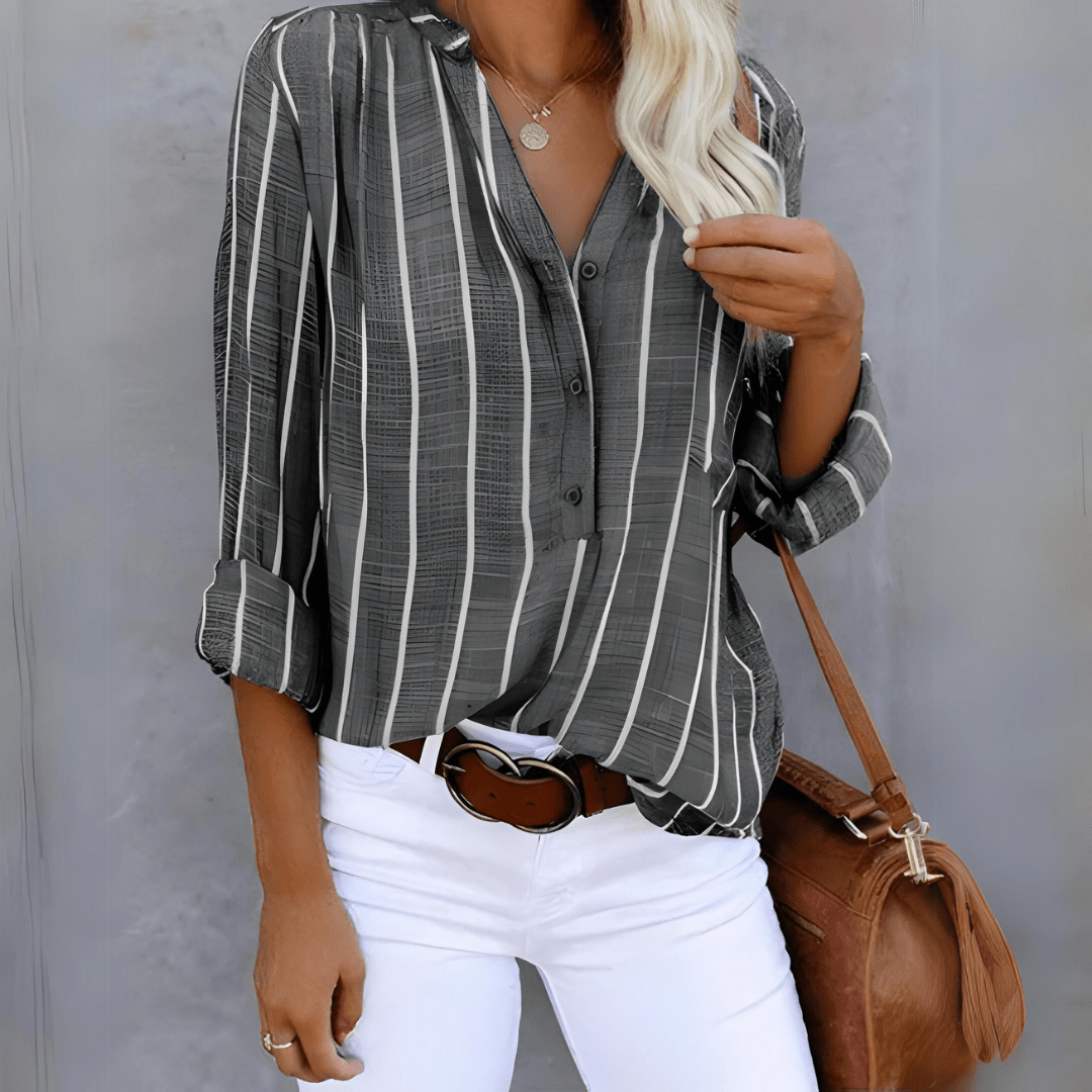 Elandra – Striped Linen Blend Blouse