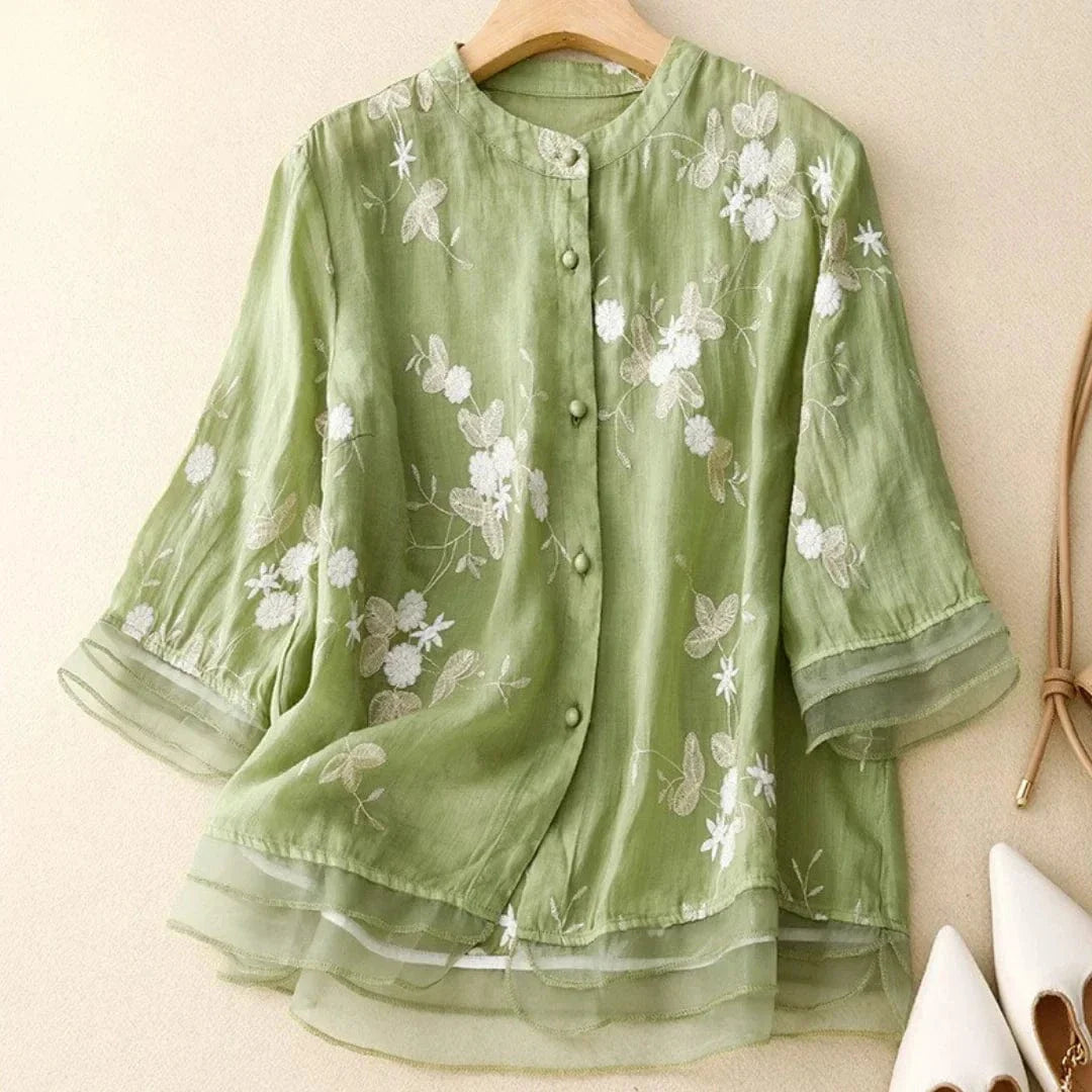 Laurienne – Embroidered Linen Blouse