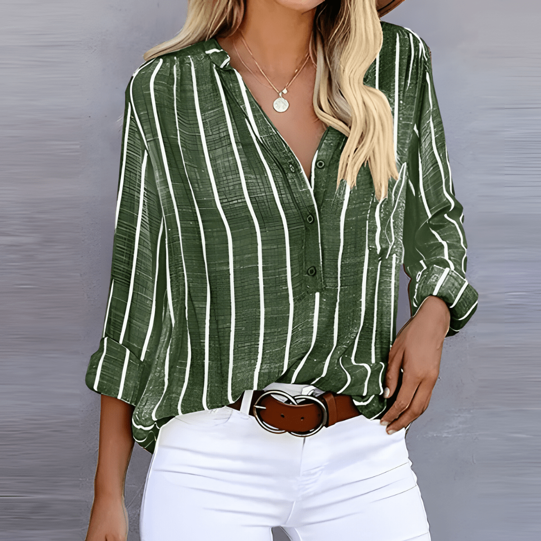 Elandra – Striped Linen Blend Blouse