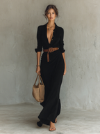 Valentina – Belted Lapel Maxi Dress