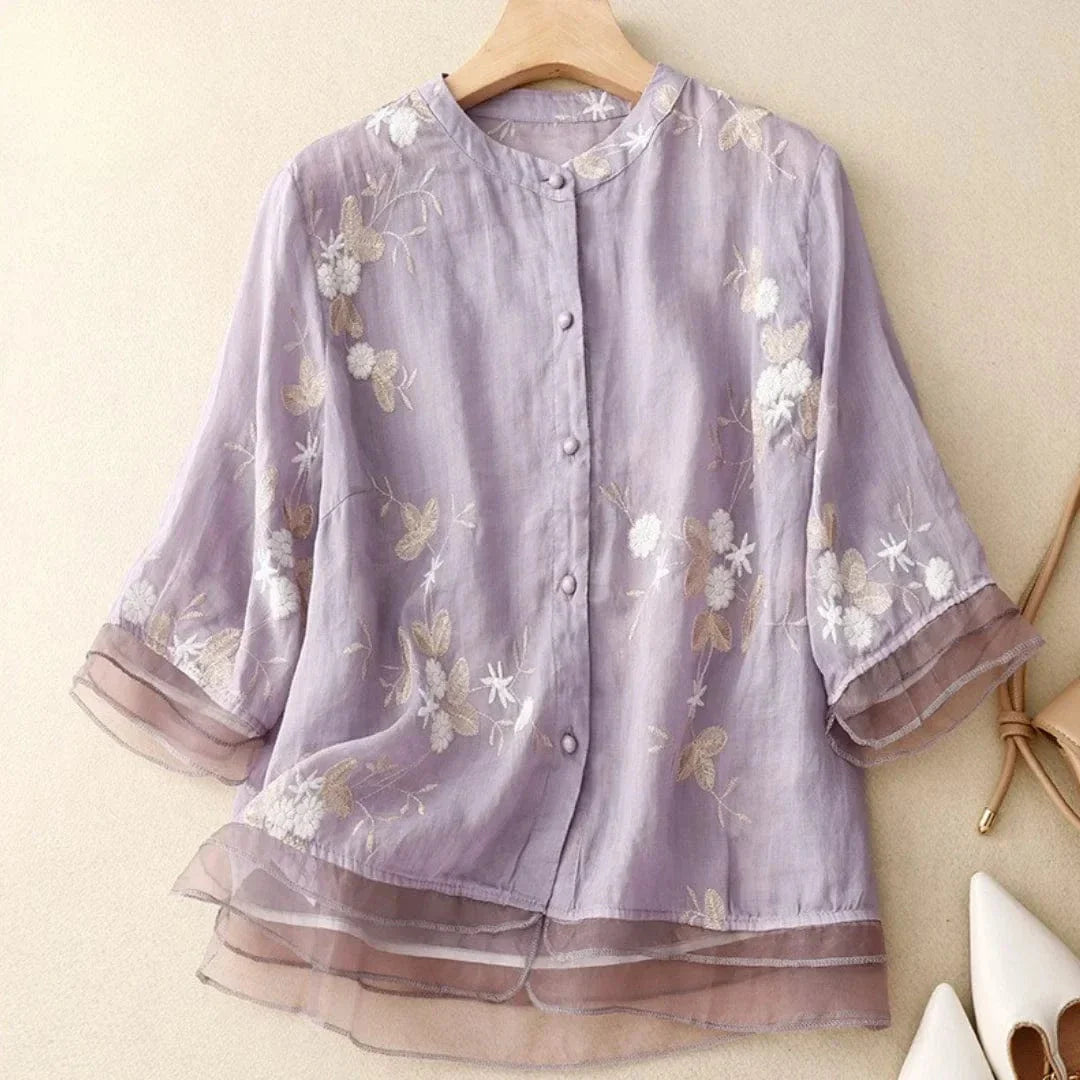 Laurienne – Embroidered Linen Blouse