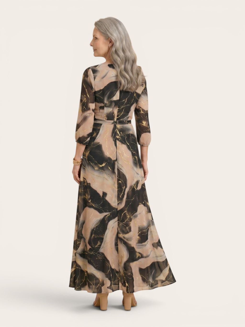 Aurelia – Marble Chiffon Maxi Dress