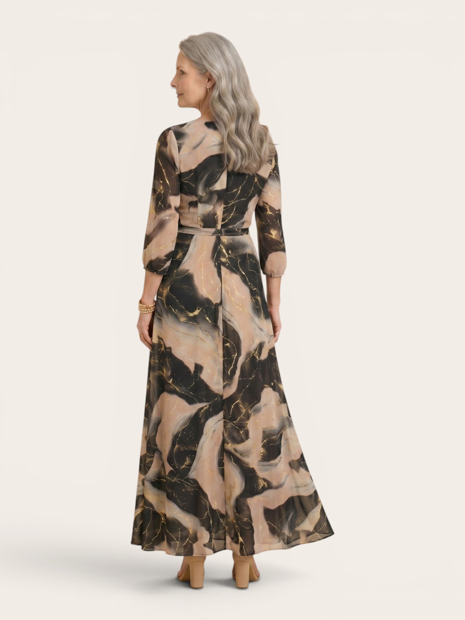 Aurelia – Marble Chiffon Maxi Dress