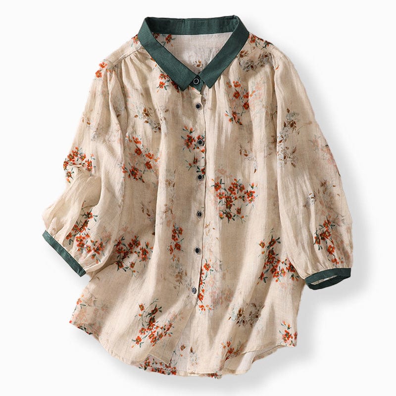 Elowen – Floral Linen Blend Blouse