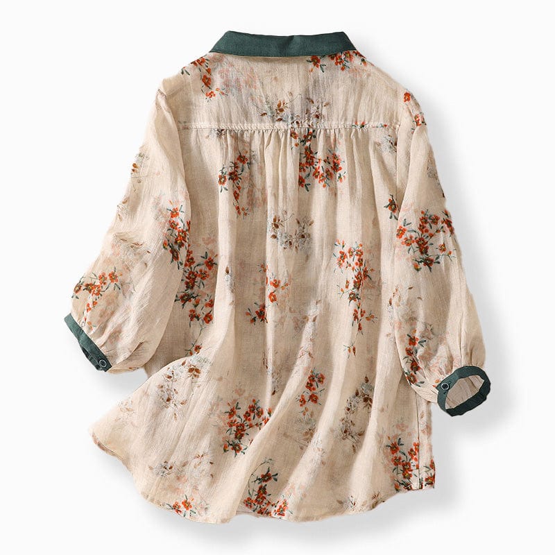 Elowen – Floral Linen Blend Blouse