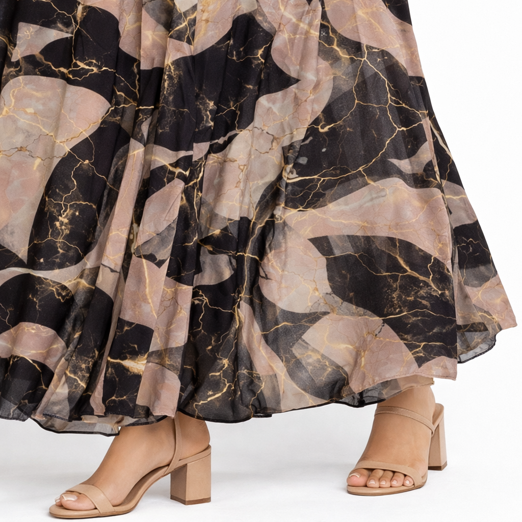 Aurelia – Marble Chiffon Maxi Dress