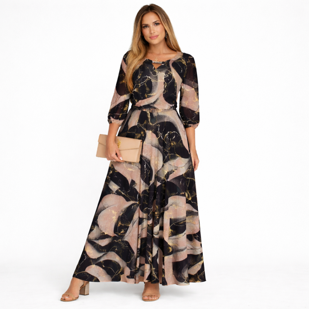 Aurelia – Marble Chiffon Maxi Dress