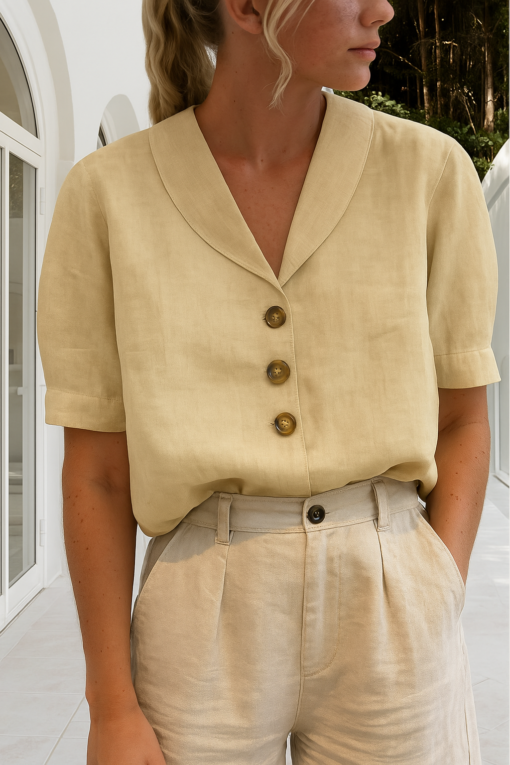 Aveline – Tailored Linen Button Blouse