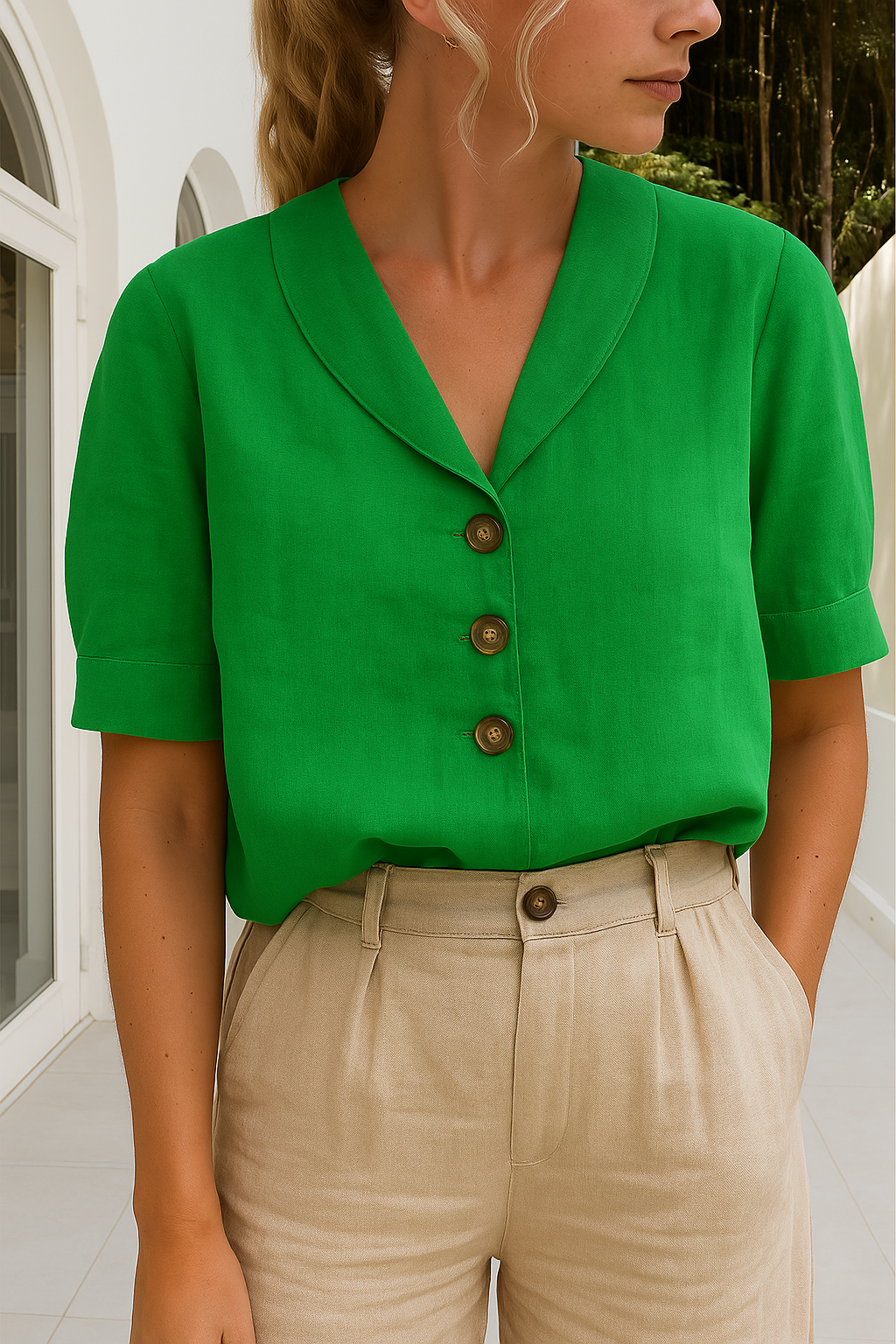 Aveline – Tailored Linen Button Blouse