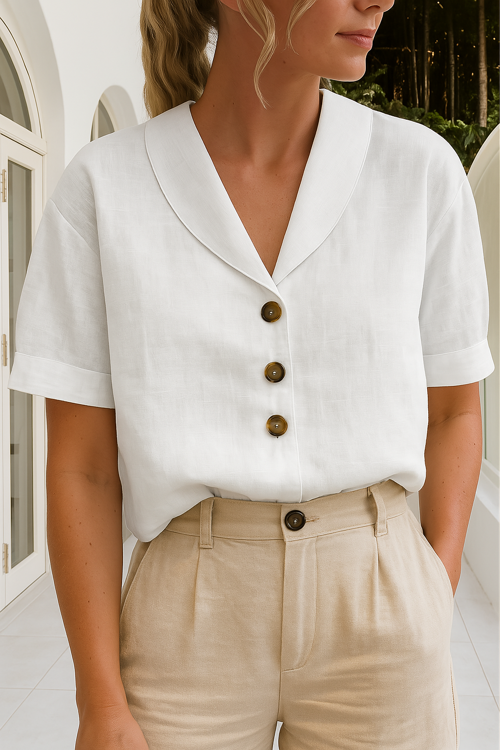 Aveline – Tailored Linen Button Blouse