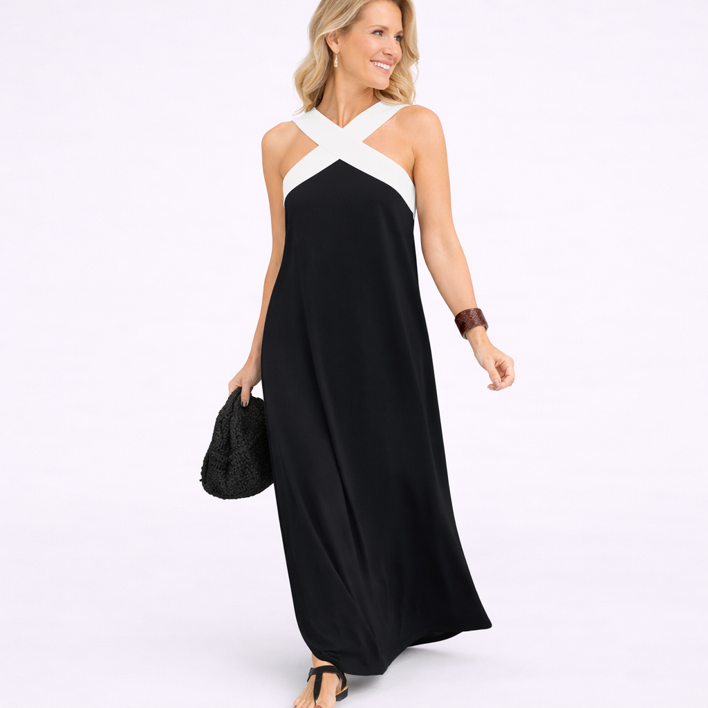 Delphine – Crossed Halter Maxi Dress