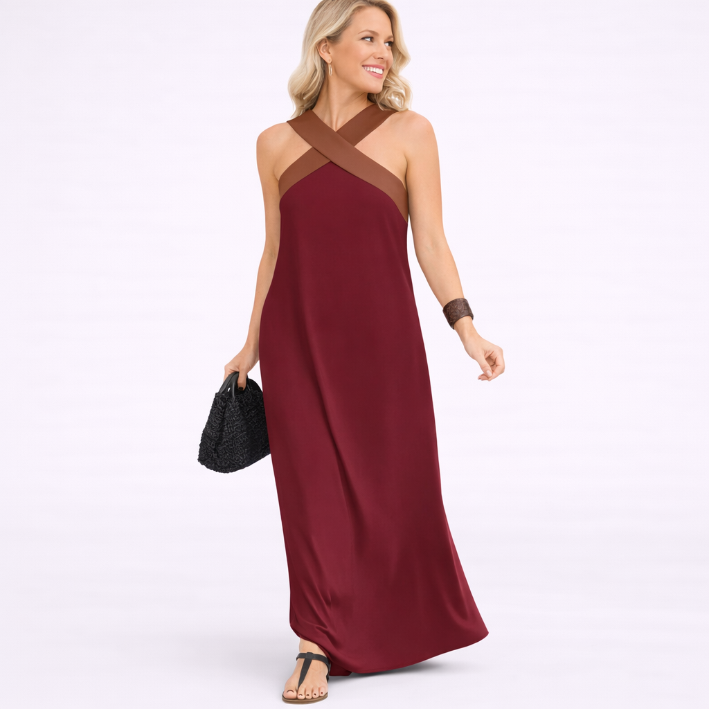 Delphine – Crossed Halter Maxi Dress