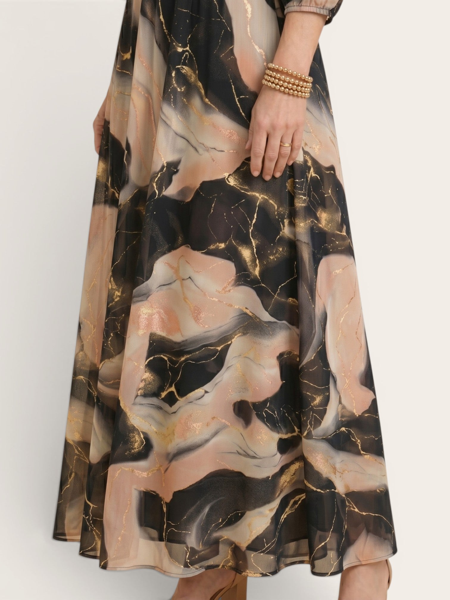 Aurelia – Marble Chiffon Maxi Dress