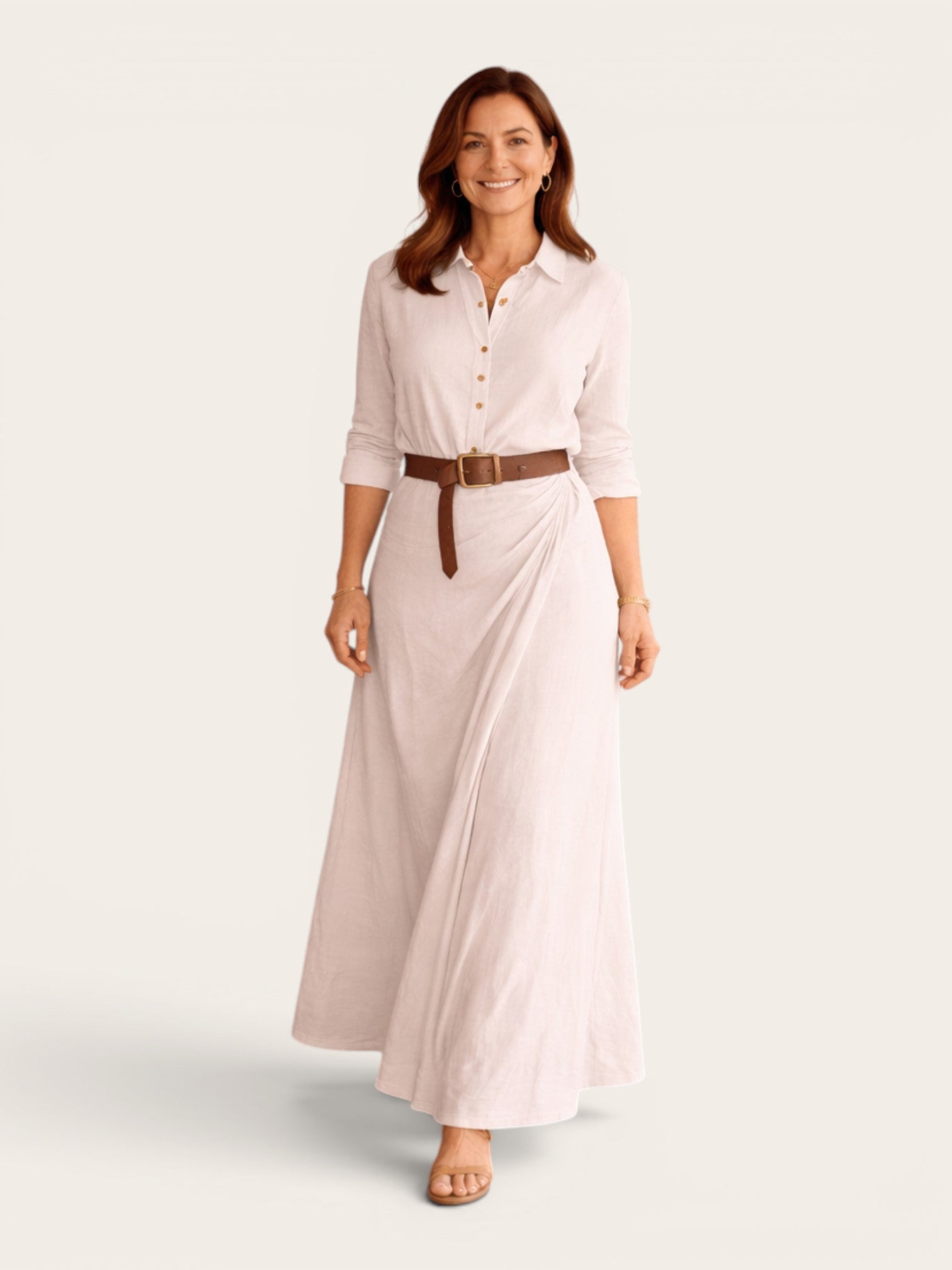 Valentina – Belted Lapel Maxi Dress