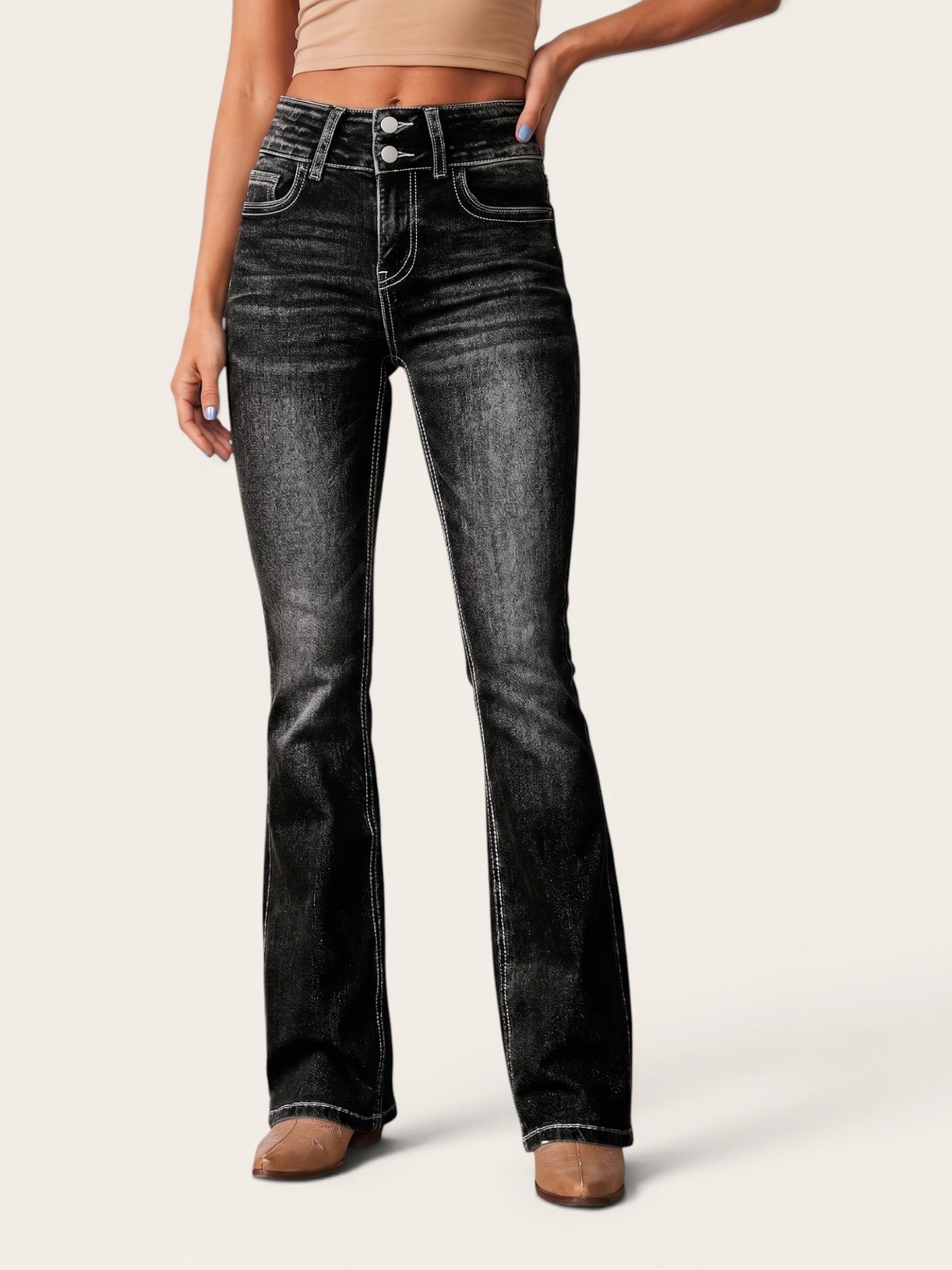 Elara – Sculpted High-Rise Flare Jeans