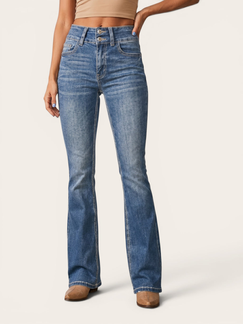 Elara – Sculpted High-Rise Flare Jeans