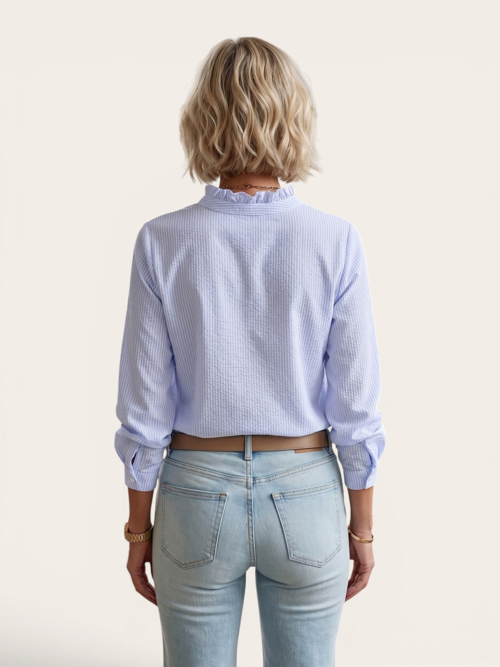 Isabella – Striped Ruffle Blouse