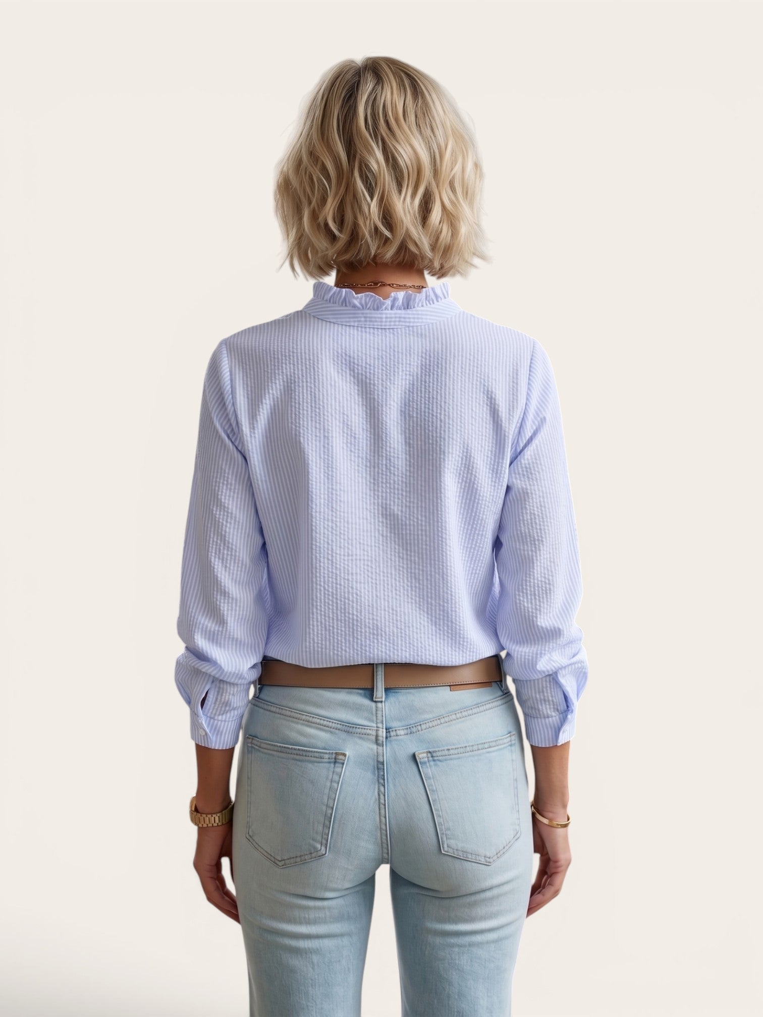 Isabella – Striped Ruffle Blouse