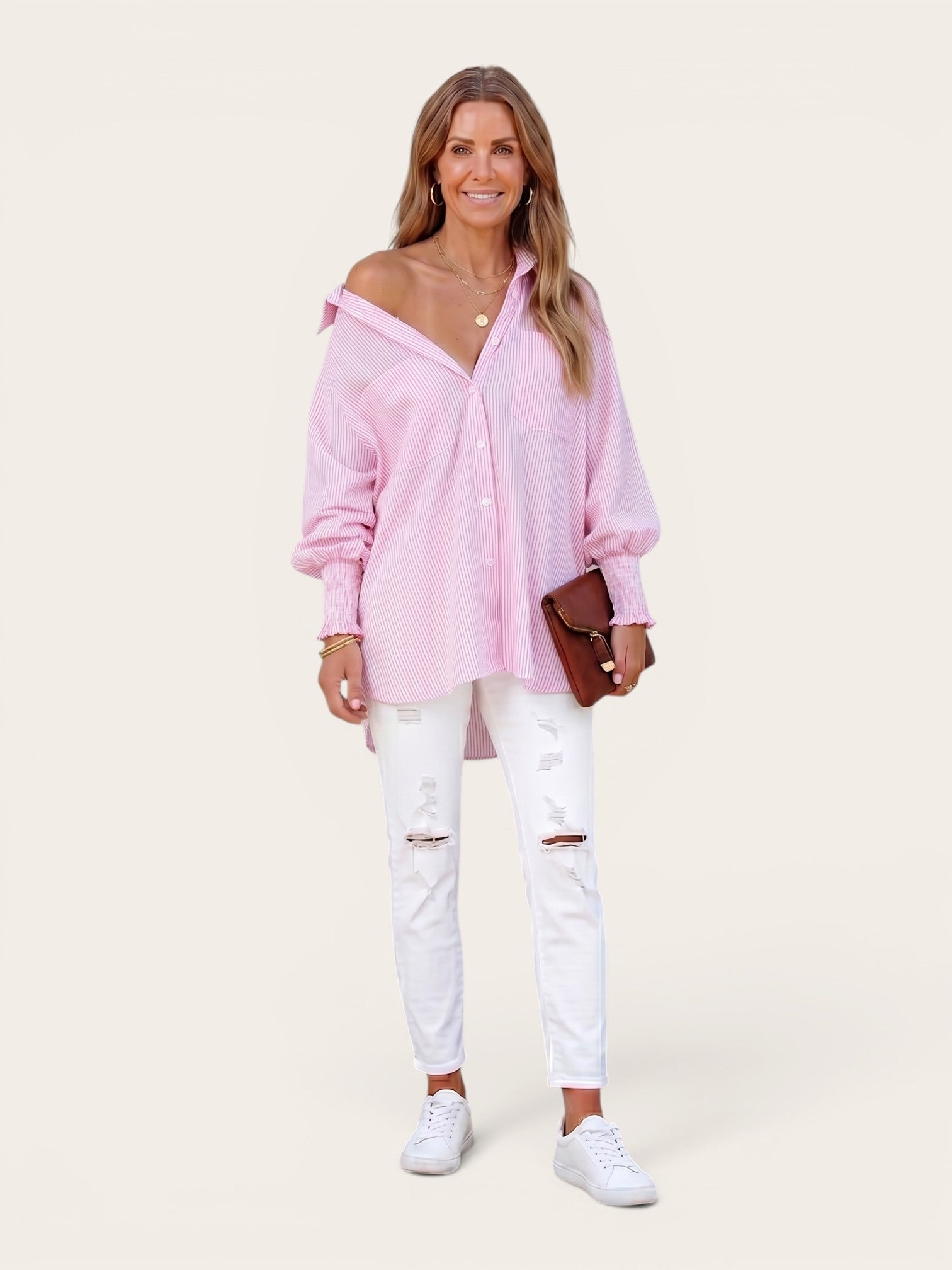 Maude – Breezy Off-Shoulder Stripe Blouse