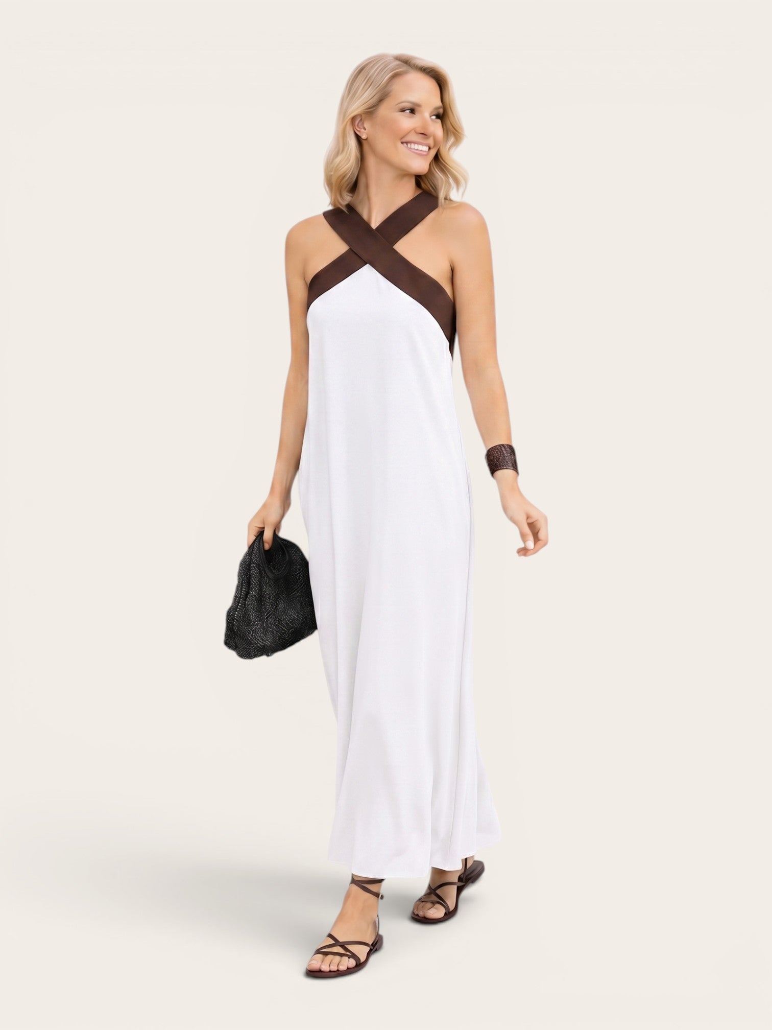 Delphine – Crossed Halter Maxi Dress