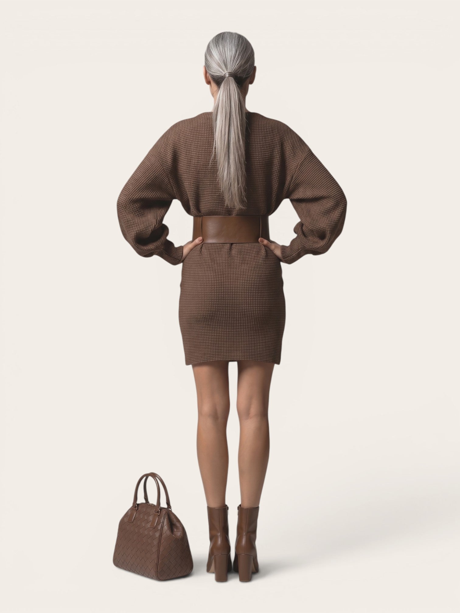Cléa – Short Knitted Dress with Matching Belt