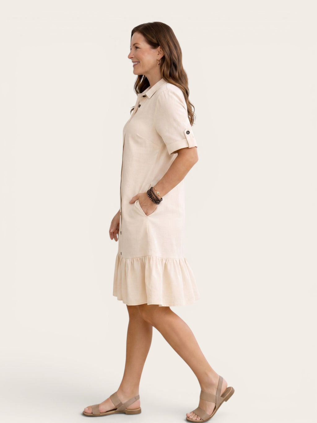 Isabella – Button-Front Cotton Midi Dress