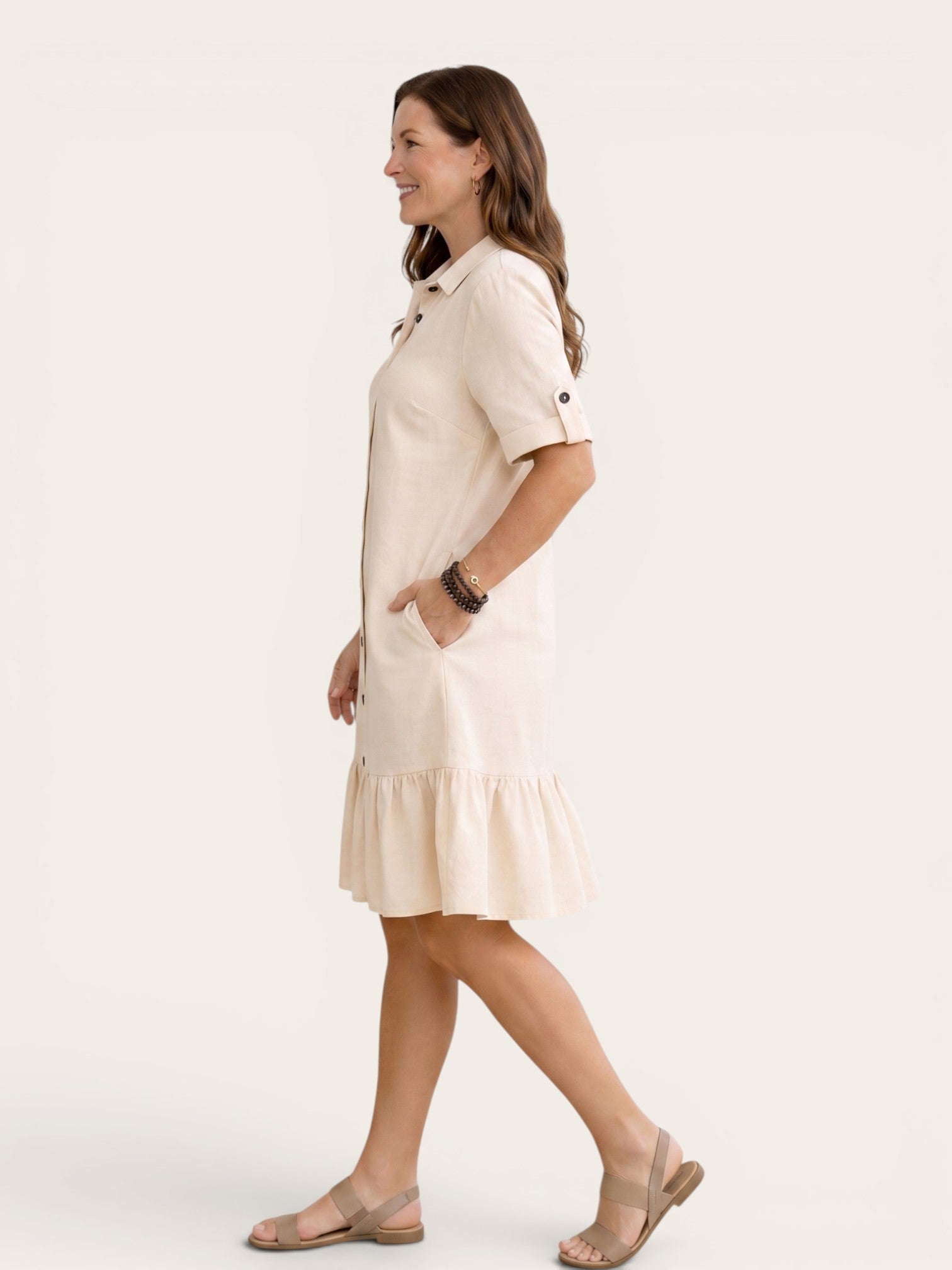 Isabella – Button-Front Cotton Midi Dress