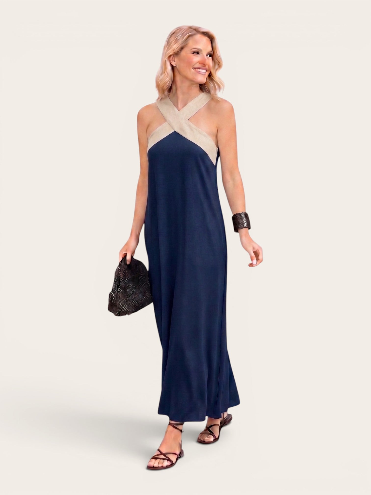 Delphine – Crossed Halter Maxi Dress