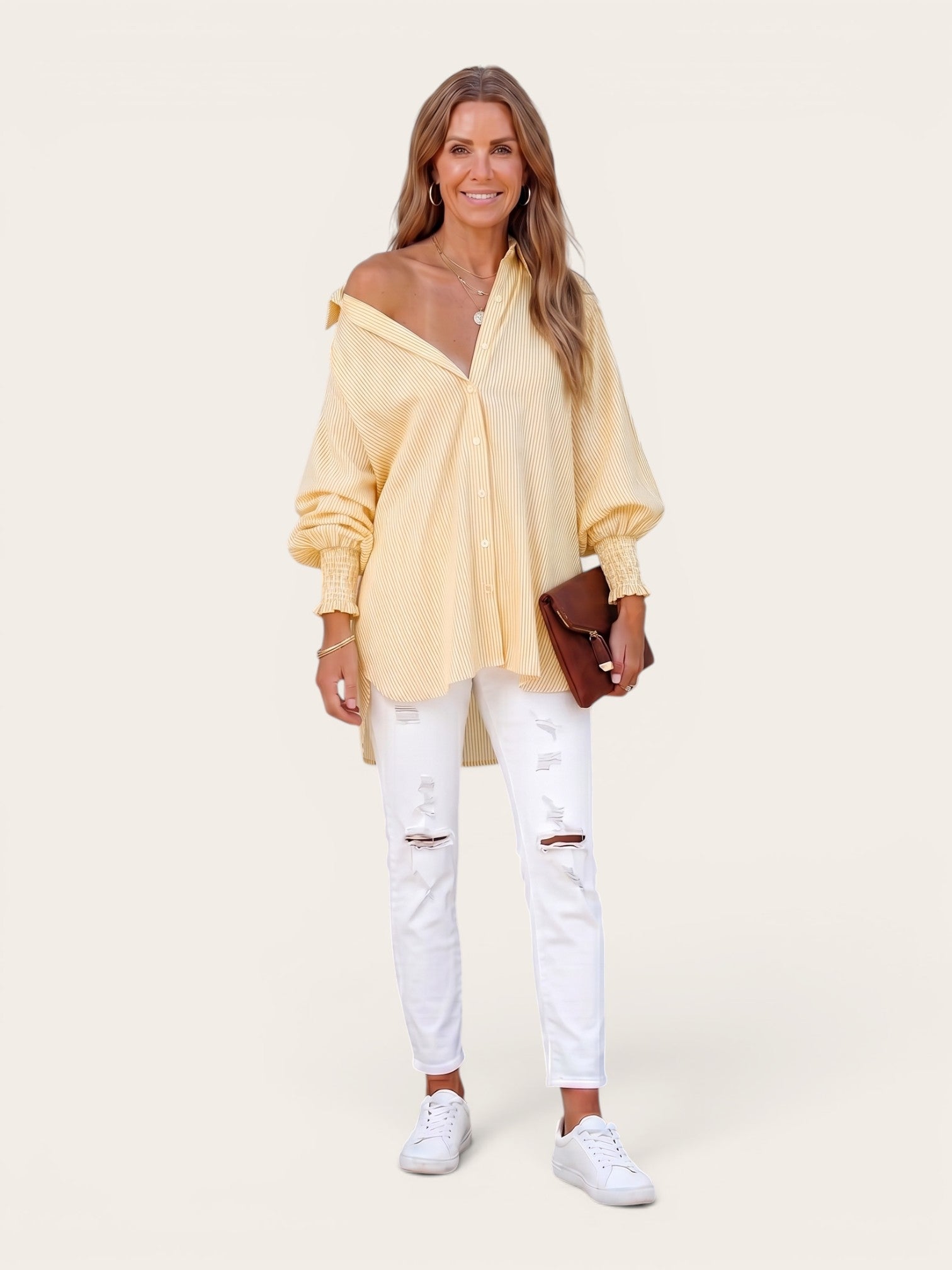Maude – Breezy Off-Shoulder Stripe Blouse