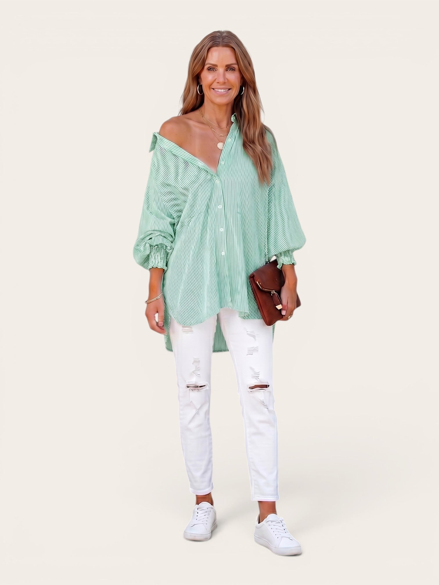 Maude – Breezy Off-Shoulder Stripe Blouse