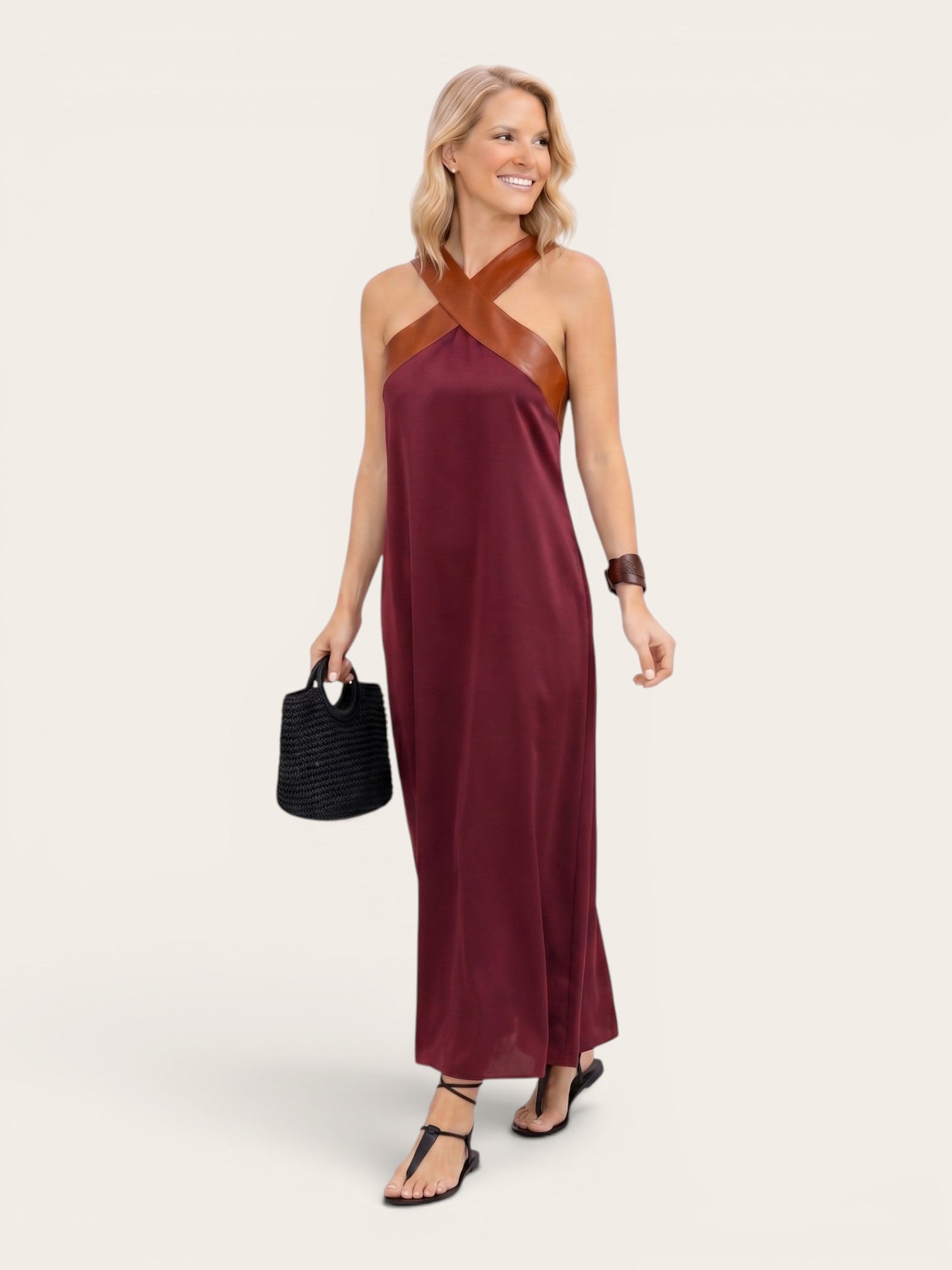 Delphine – Crossed Halter Maxi Dress