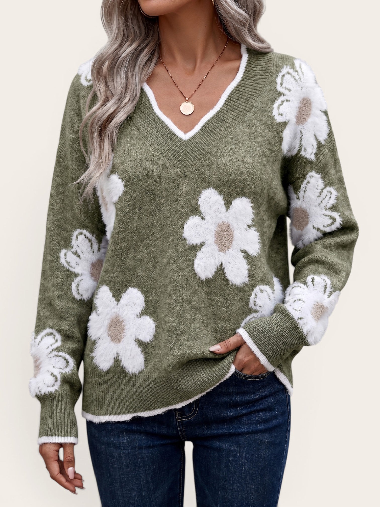 Trie – Soft Knit V Neck Sweater