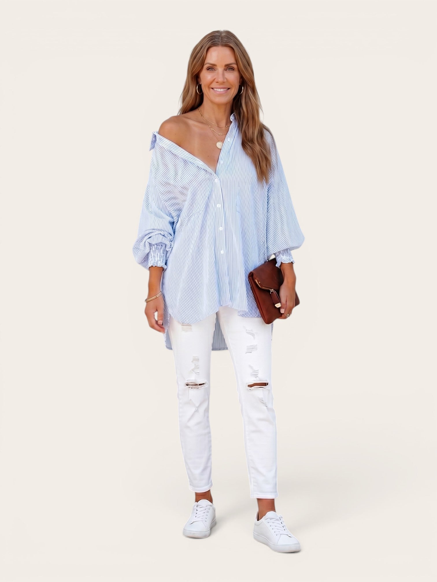 Maude – Breezy Off-Shoulder Stripe Blouse