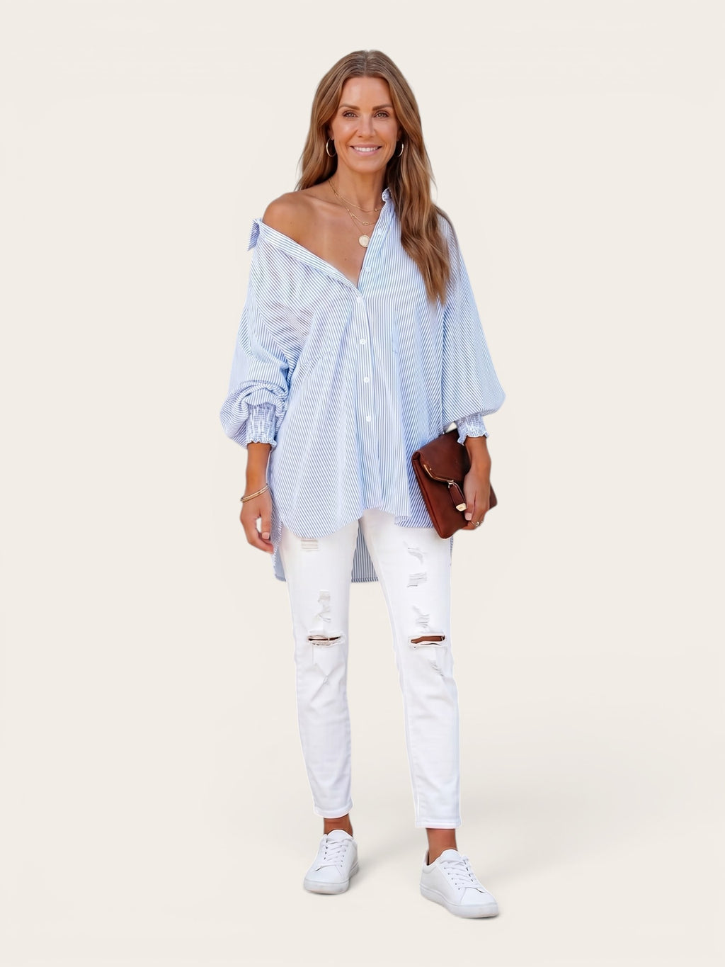 Maude – Breezy Off-Shoulder Stripe Blouse