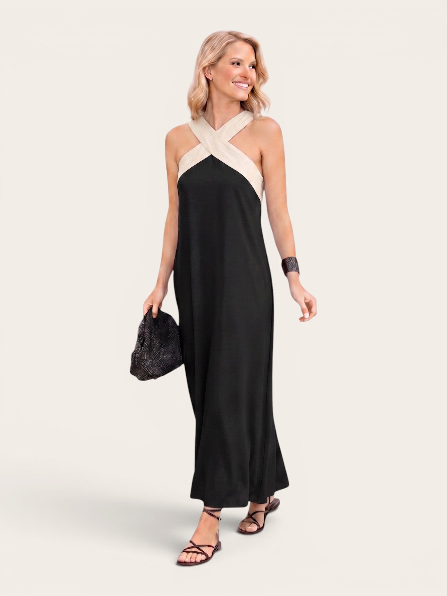 Delphine – Crossed Halter Maxi Dress