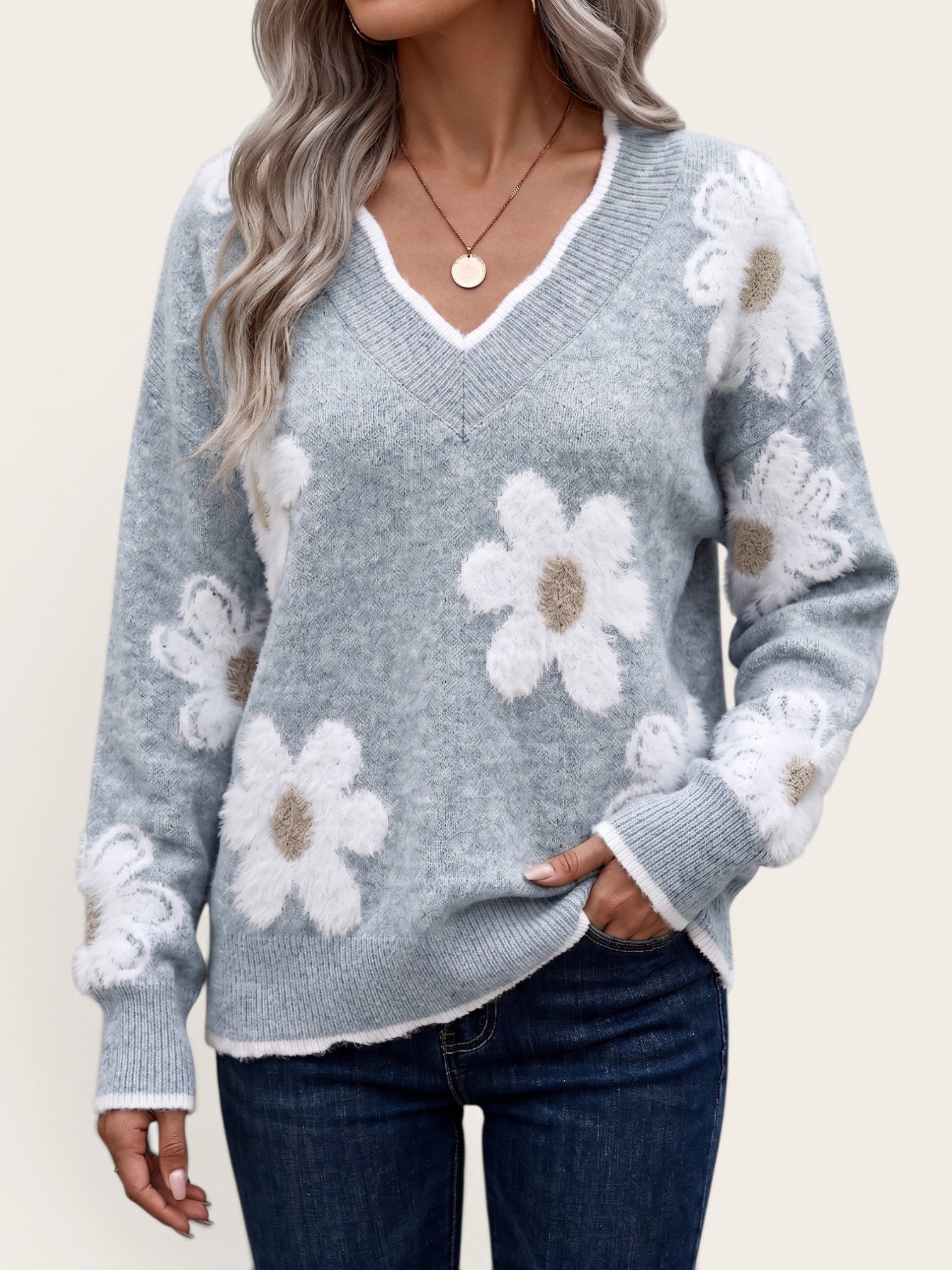 Trie – Soft Knit V Neck Sweater