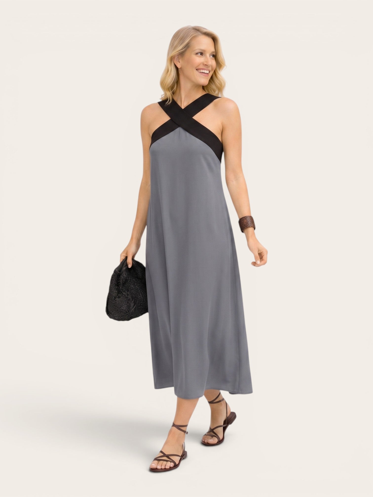 Delphine – Crossed Halter Maxi Dress
