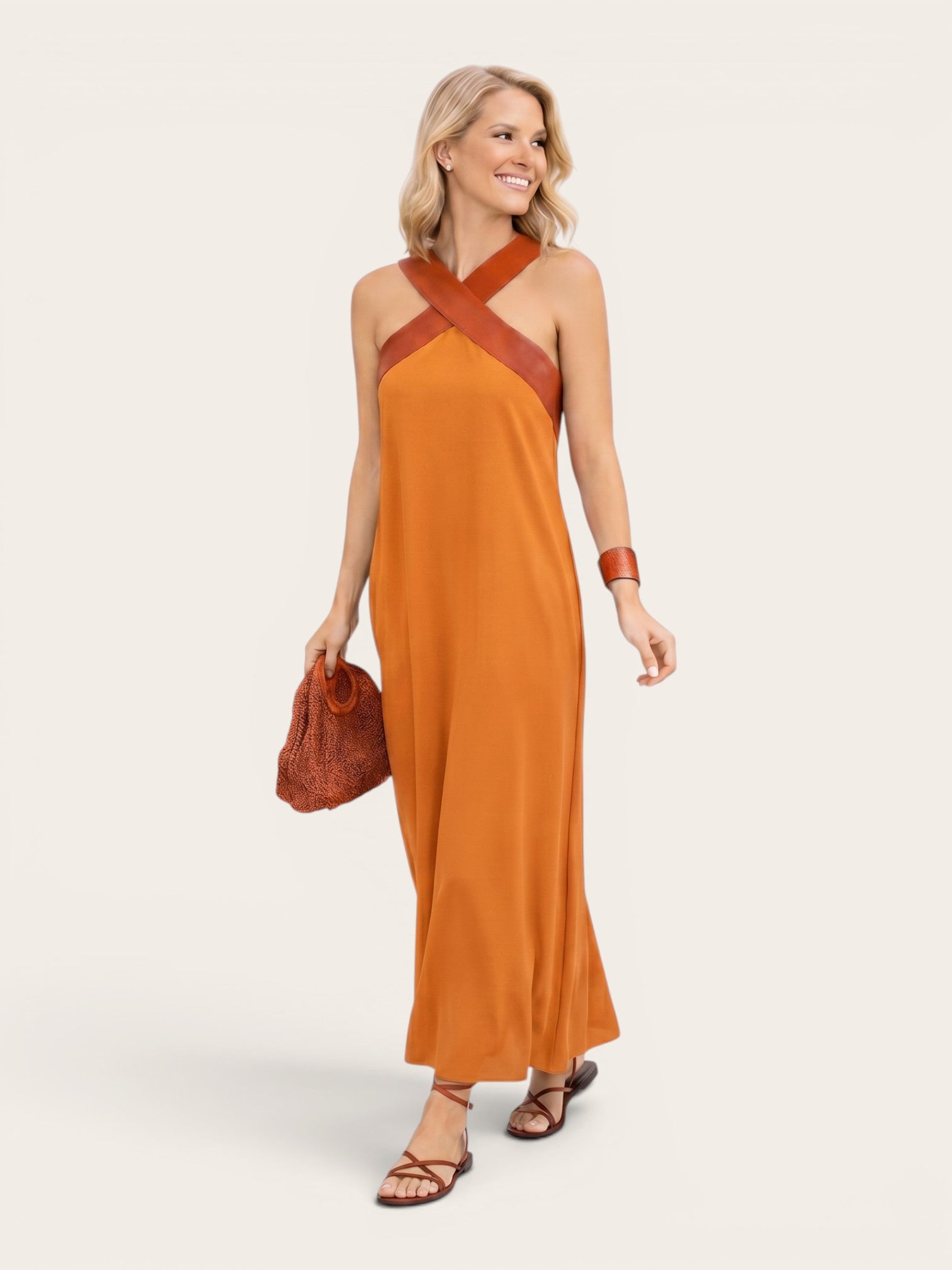 Delphine – Crossed Halter Maxi Dress