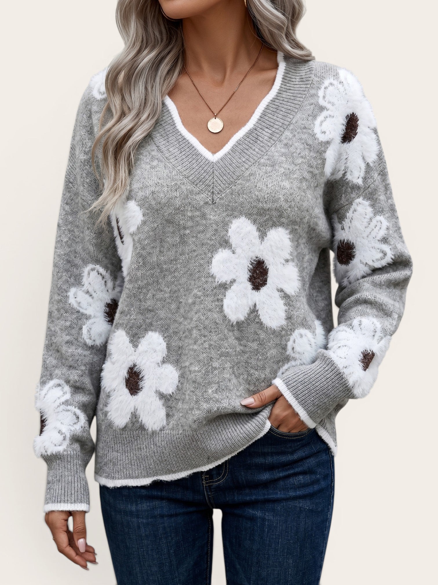 Trie – Soft Knit V Neck Sweater