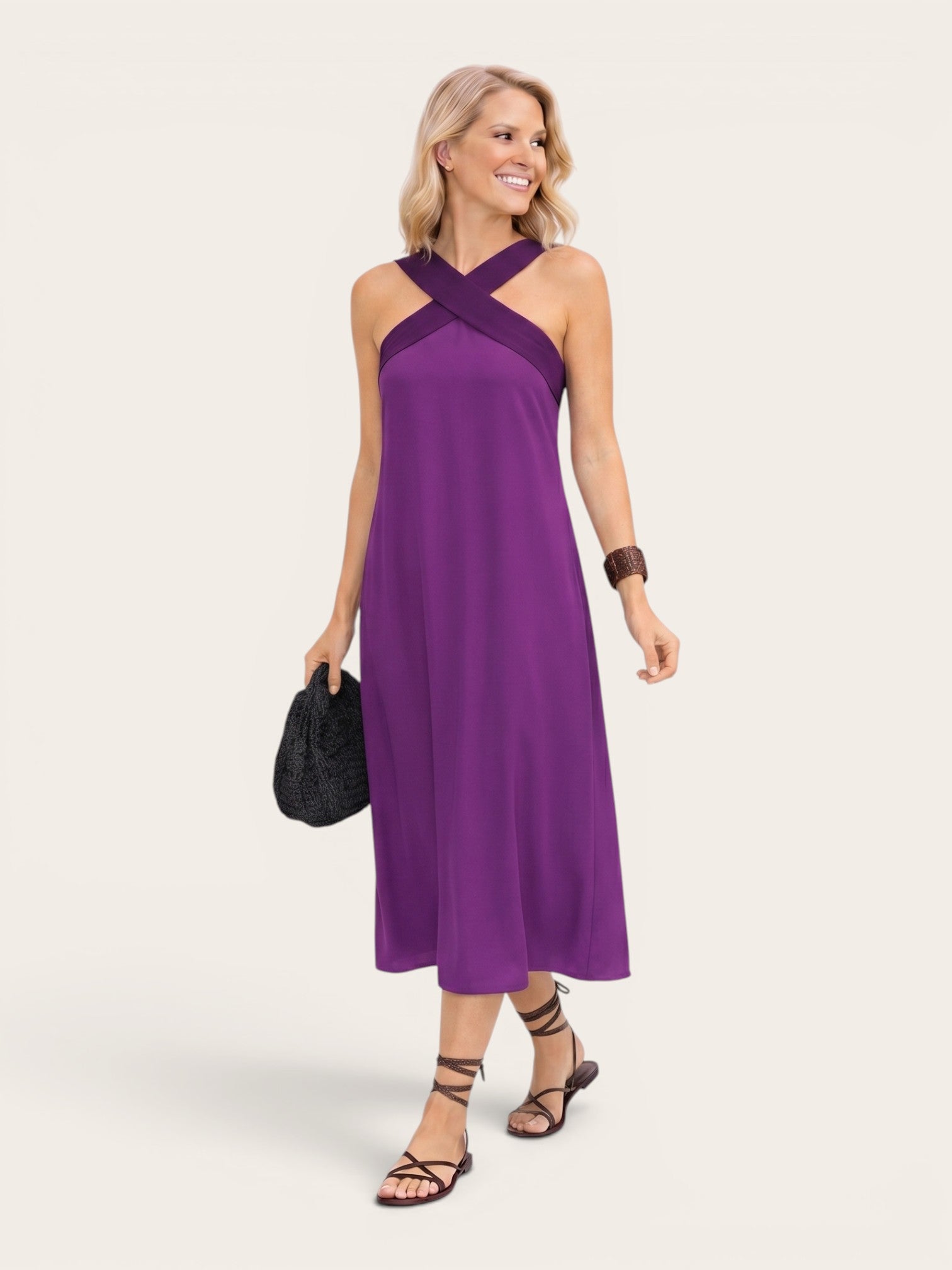 Delphine – Crossed Halter Maxi Dress