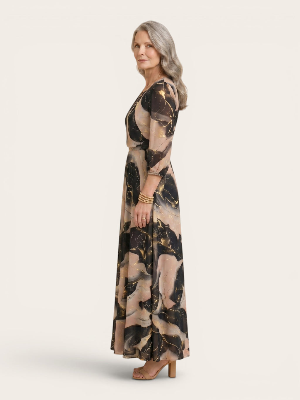 Aurelia – Marble Chiffon Maxi Dress