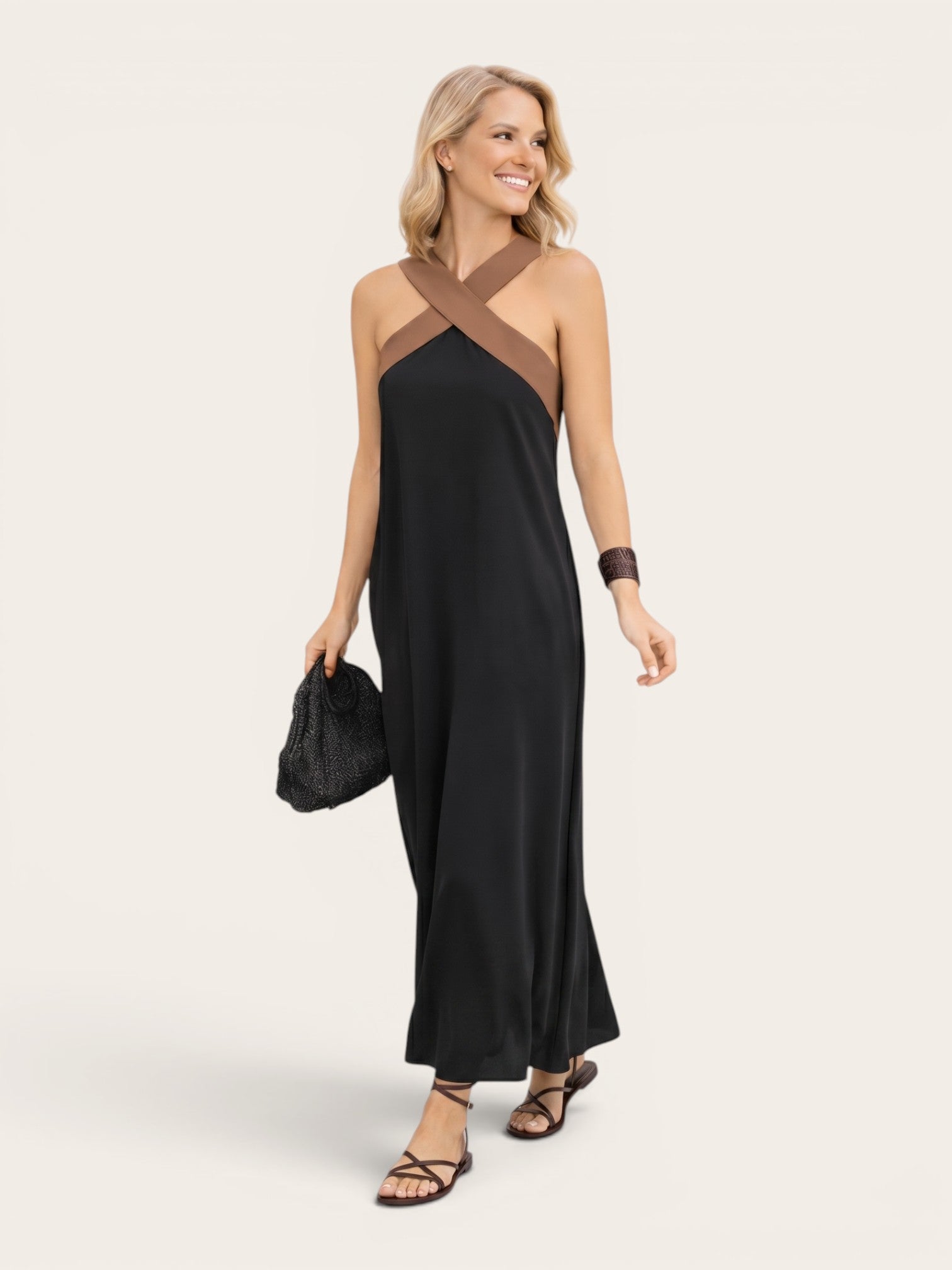 Delphine – Crossed Halter Maxi Dress