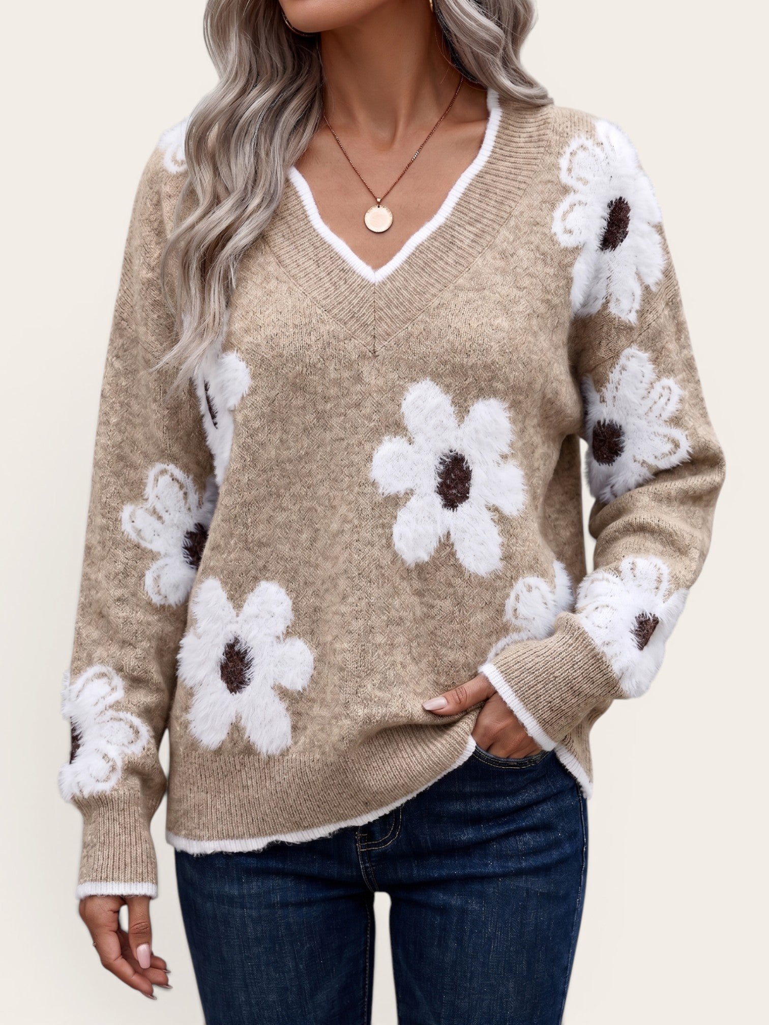 Trie – Soft Knit V Neck Sweater