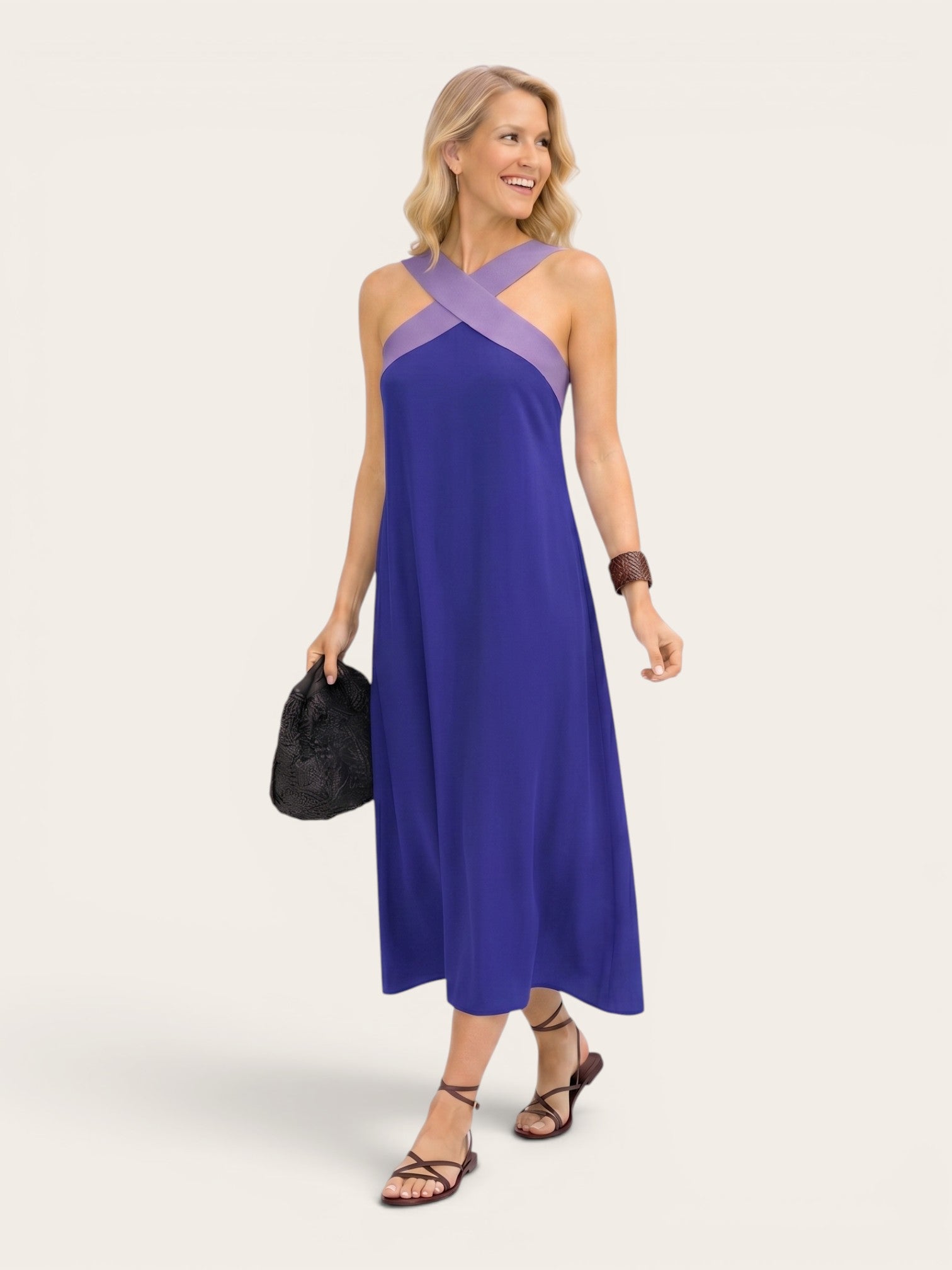 Delphine – Crossed Halter Maxi Dress