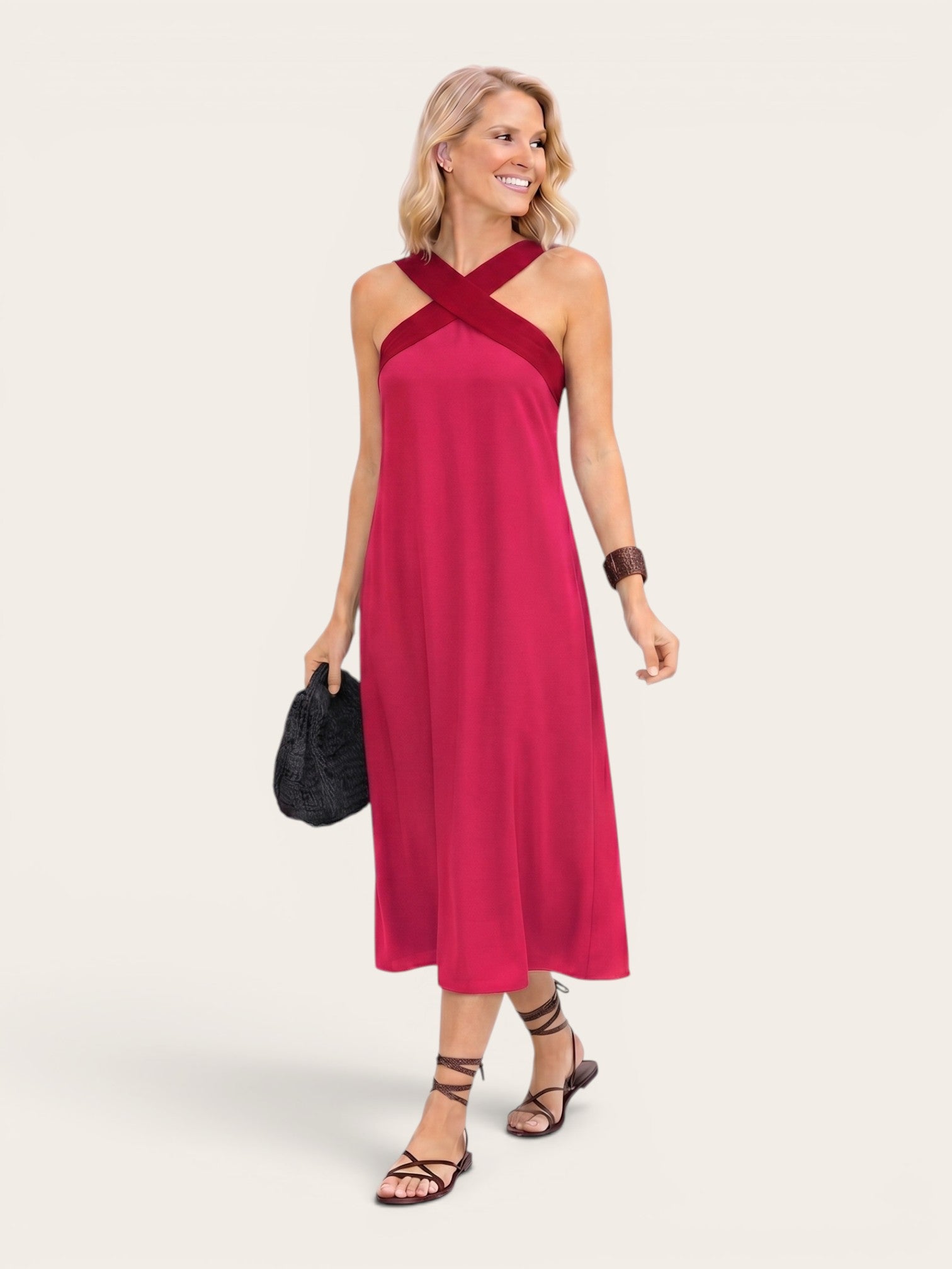 Delphine – Crossed Halter Maxi Dress