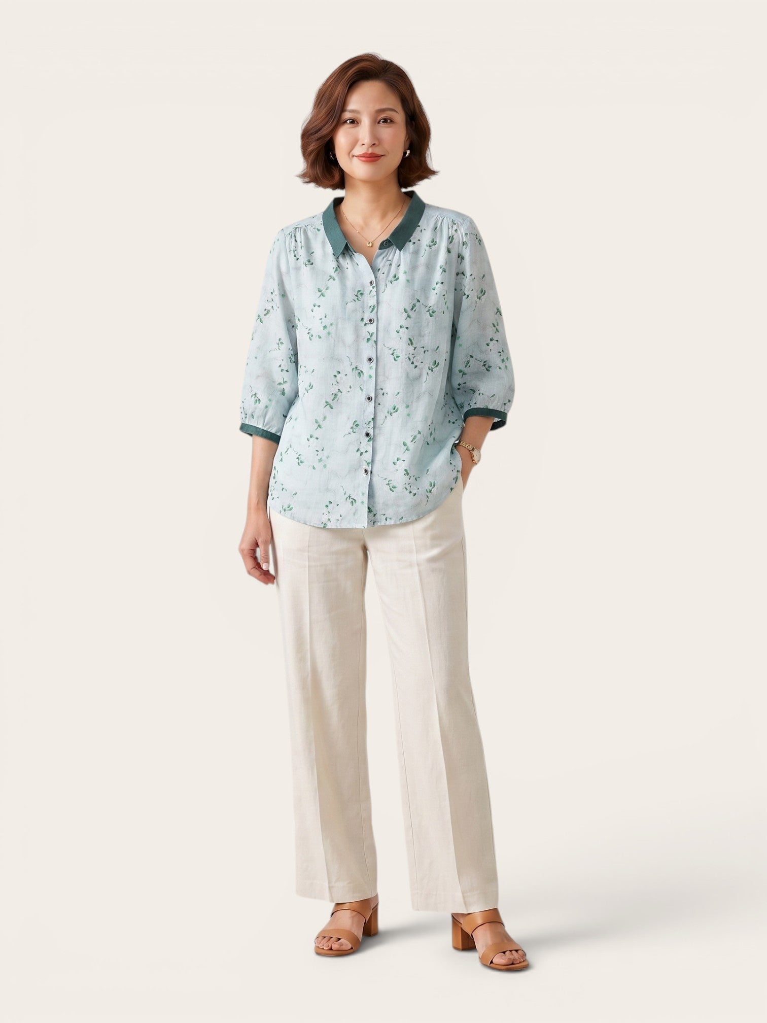 Serelle – Floral Linen Blend Blouse